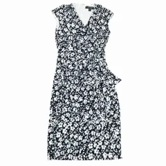 LAUREN RALPH LAUREN ローレンラルフローレン フラワープリント 総柄 カシュクールワンピース ノースリーブ ひざ丈 SS 【中古】