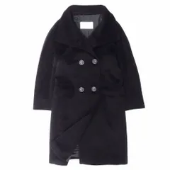 美品 Max Mara マックスマーラ 白タグ 高級ライン カシミヤブレンド コート ダブル ジャケット ロング丈 36 S 黒 レディース 【中古】