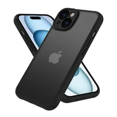 iPhone15 ケース マット感 半透明 耐衝撃 指紋防止 アイフォン15 ケース 米軍MIL規格 黄変防止 スマホケース iphone 15 6.1インチ 対応 PinLiSheng(ブラック, iPhone 15)