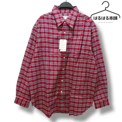 B.C Factory／赤／レッド／長袖／シャツ／トップス／メンズ／大きいサイズ／襟付き／総柄／チェック／未使用タグ付き／3L