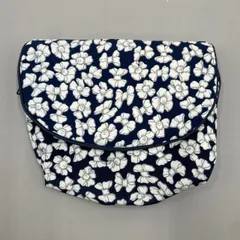 美品　Christian Dior クリスチャンディオール　化粧ポーチ　コスメ　マルチポーチ　小物入れ　収納　ミラー付き　鏡　ヴィンテージ　archive 花柄　フラワー　白　ホワイト　紺　ネイビー