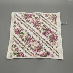 未使用級　FEILER フェイラー　タオルハンカチ　大判　薔薇　フラワー　花柄　ピンク　白