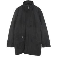 エムシーエム MCM 中綿 ジャケット L 黒系 ブラック 無地 ダブルカラー ジップアップ ボタン 裏地 MC-74503のサムネイル