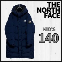 THE NORTH FACE　ロングダウンジャケット　キッズ140　アームロゴ　ネイビー　アウター　ベンチコート