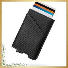 [zepirion] キャッシュレスに最適化 クレジットカードケース 本革 スキミング防止 磁気防止 スライド式 スリム 薄型 アルミニウム メンズ レディース Quick Wallet 2 Leather (Carbon black) 1