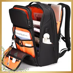 [FENRUIEN] リュック メンズ ビジネスリュック リュックサック 大容量 PCラップトップバック 防水 17インチ ビジネスバッグ マチ拡張 USB充電ポート 黒 型崩れ防止 通学 通勤 出張 1