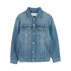 Calvin Klein (MEN - M) コットンポリ ダメージ デニム ジャケット