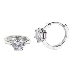 キラキラ　ワンポイント　フープピアス　シルバー【両耳セット】