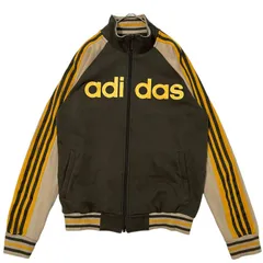 0602 adidas トラックジャケット スウェット ジャージ オリーブ/ベージュ/イエロー プリントロゴ L