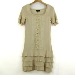 エポカ ニットワンピース トップス 半袖 フリル ラメ レディース I40サイズ ベージュ EPOCA 【中古】