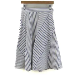 ルーニィ ロングスカート ボトムス フレア ストライプ柄 レディース 38サイズ 白×紫 LOUNIE 【中古】