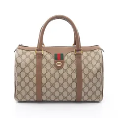 グッチ GUCCI ハンドバッグ オールドグッチ GGプラス シェリーライン 40.02.007 ベージュ/カーキ PVCコーティングキャンバス レザー シェリー ミニ ボストン レディース