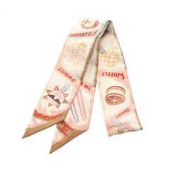 エルメス HERMES ニット ボルデュックリボン オレンジxブラウン シルク