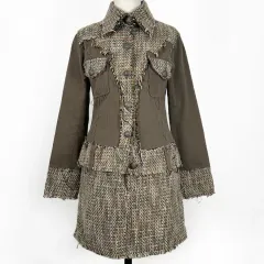 日本ヴィンテージ セットアップ ツイードカラーミックス ジャケットセット スカート森ガールはぐみルック
