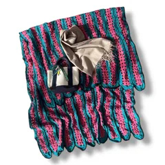 インポートラグ マルチクロス グラニーニット ヴィンテージ 大判 【縦195cm×横105cm】