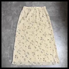 花柄 ロングスカート Iライン シフォン 裏地付き 淡色ベージュ きれいめ