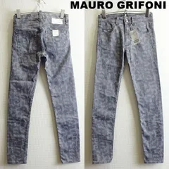 新品★　イタリア製　総柄 ジェギンスパンツ　W62cm/W26　強 ストレッチ　レディース　グレー