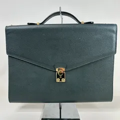 LANCEL ランセル レザー ビジネスバッグ グリーン 書類鞄 フランス製 251209A1-3K