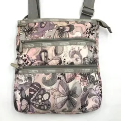 LeSportsac レスポートサック ショルダーバッグ ナイロン 蝶々柄 バラフライ グレー ピンク