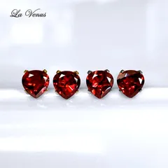 ✴︎真紅の花びら✴︎ つけっぱなしOK 天然 モザンビーク産ガーネット ピアス 大粒6mm ハート 宝石質 316 サージカルステンレス 両耳用 一粒スタッド 1月誕生石