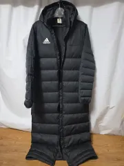 adidas ベンチコート ロング丈 ダウンジャケット ブラック 100