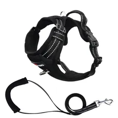 WDPAWS犬 ハーネス リードセット  (XS, ブラック) 犬用胴輪 犬への負担が少ない 引っ張り防止 咳き込み軽減 サイズ調整可能 脱着簡単 夜間反射　通気性 抜けない 小中型犬用 　s12-9
