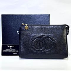 CHANEL シャネル ココマーク コスメポーチ ブラック キャビアスキン GP