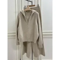 (サンプル特価) 105 ウールニット セットアップ - ブラウン ベージュ