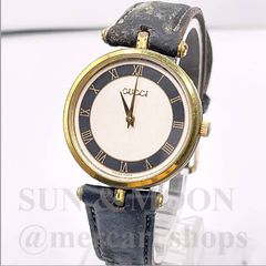 稼働 GUCCI グッチ メンズ腕時計 シェリーライン ブラック文字盤