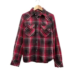 ヒステリックグラマー HYSTERIC GLAMOUR チェック柄シャツ ウエスタン スナップボタン レッド系 サイズFREE