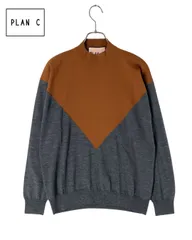 未使用 PLAN C プランシー カラー切り替えスリットハイネックニット