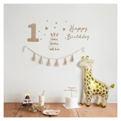 【人気商品】ハッピーバースデー 飾り フェルト布 ハーフバースデー 女の子 男の子 happy half birthday キリン バルーン、ケーキトッパー、タッセル タペストリー、誕生日ケーキ 飾り 誕生日 飾り 大人 写真背景 子供 飾り お祝い Birt