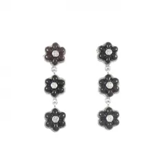 K18WG フラワー オニキス ピアス