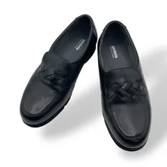 極美品　asics pedala アシックス　レザーシューズ　ローファー　スリッポン　イントレチャート　ウェッジソール　黒　ブラック　25cm