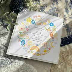 名入れ◎リースの命名書/ ブルー系/A4サイズに変更可能/ベビー　ウエルカムボード　ウェルカムアート　赤ちゃん　出産　出産祝い　プレゼント　キャンバスプリント