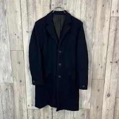 KURO クロ 日本製 ネイビー メルトンウール ステンカラーコート ロングコート メンズ M サイズ