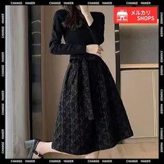 【送料無料】リボン柄 フレアワンピース ウエストマーク 大人可愛い 長袖 ワンピース レディース 着やせ レトロ風 Aラインワンピース お洒落 ベルト付きドレス 結婚式 韓国ファッション 着回し ワンピ 体型カバー 新品 未使用 CH90JYD-001