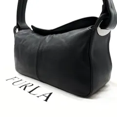 【良品】 FURLA フルラ ハンドバッグ  トートバッグ ショルダーバッグ レザー 革 ブラック 黒色 ユニセックス 男女兼用 メンズ レディース
