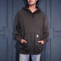 美品USA製 Carhartt カーハート ジップパーカー ブラウン フェード 