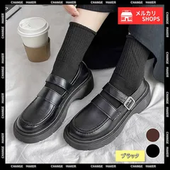 【ブラック】ローファー レディース 厚底 ストラップシューズ 韓国風 ボリュームソール 太ヒール 歩きやすい 疲れにくい 美脚 脚長 カジュアル 通勤 通学 シューズ CH99YYXC-057
