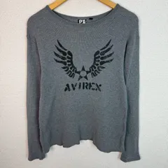 PX AVIREX アヴィレックス 長袖 Tシャツ ロンT サーマル ウィングロゴ グレー メンズ 古着 ミリタリー アメカジ
