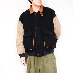 80s Woolrich ダウンベスト レザー切替 ブラック 黒×黒 希少 レア