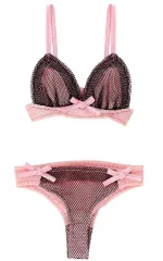 【中古】ドールアクセサリー Q’z用 オーバーチュールブラ&ショーツset(ピンク×ブラック)