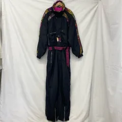 C8 ユーロ古着 48 イタリア製 ポリアミド ツナギ オールインワン スキースーツ ブラック×ピンク メンズ