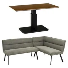 【新品・2営業日で発送】HAGIHARA 萩原 ダイニング3点セット(右肘) KT-3198BR-ロイス2P右肘S-DGY 北海道、沖縄、離島配送不可