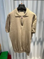 (52) Kiton(キートン)ニット ジッパー ポロ 半袖Tシャツ ベージュ