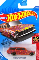 【中古】ミニカー 1/64 64 CHEVY NOVA WAGON(オレンジ×イエローファイヤーパターン) 「Hot Wheels HW FLAMES」 [GHD61]