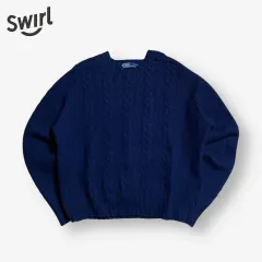 90s POLO ウール ケーブルニット