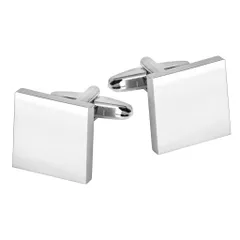 【新着商品】アクセサリー スーツ ビジネス 光沢 シンプル 17mm スクエア シルバー メンズ カフスボタン