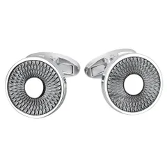 【数量限定】カットアウト デザイン ラウンド 18mm ステンレス ビジネス メンズ フォーマル カフスボタン スーツ用 Rockyu アクセサリー